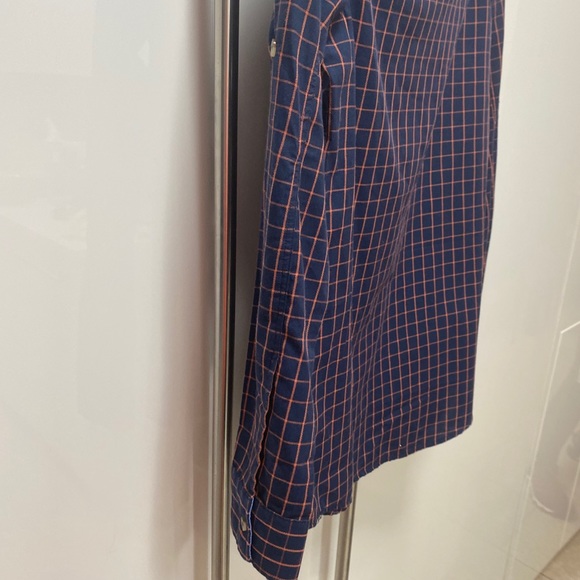 7 for all mankind kids XL button down navy blue with orange stripes Like NEW - Picture 7 of 13